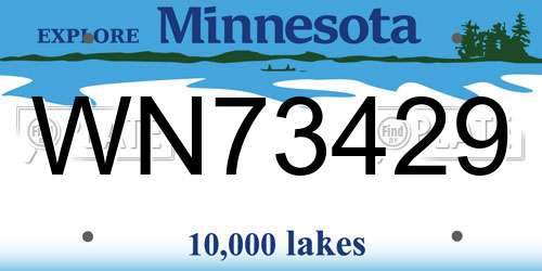 WN73429 Minnesota License Plate