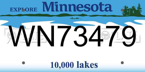 WN73479 Minnesota License Plate