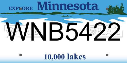 WNB5422 Minnesota License Plate