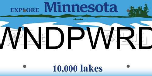 WNDPWRD Minnesota License Plate