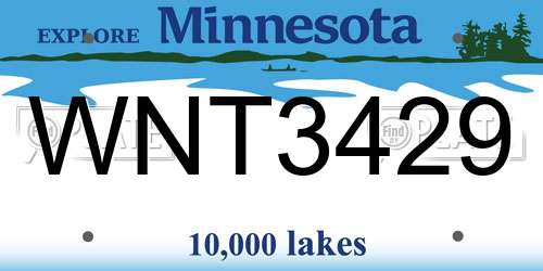 WNT3429 Minnesota License Plate