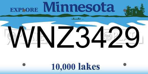 WNZ3429 Minnesota License Plate