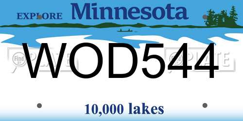WOD544 Minnesota License Plate