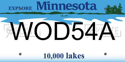 WOD54A Minnesota License Plate