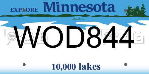 WOD844 Minnesota License Plate