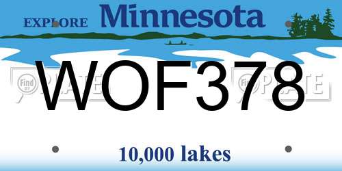 WOF378 Minnesota License Plate