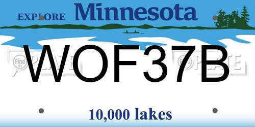 WOF37B Minnesota License Plate