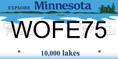 WOFE75 Minnesota License Plate
