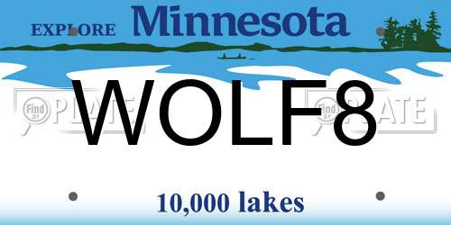 WOLF8 Minnesota License Plate