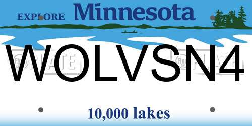 WOLVSN4 Minnesota License Plate