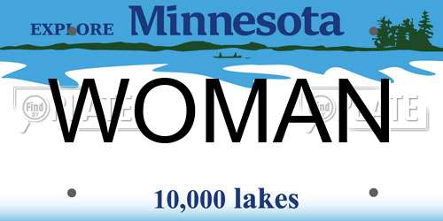 WOMAN Minnesota License Plate