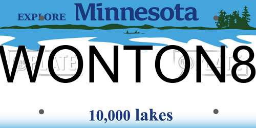 WONTON8 Minnesota License Plate