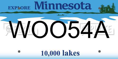 WOO54A Minnesota License Plate