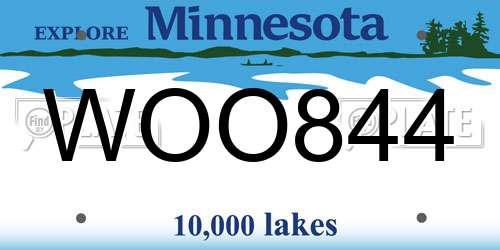 WOO844 Minnesota License Plate