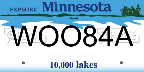 WOO84A Minnesota License Plate