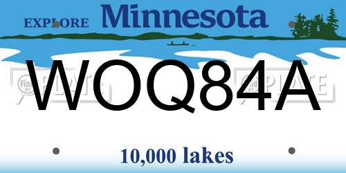 WOQ84A Minnesota License Plate