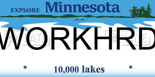 WORKHRD Minnesota License Plate