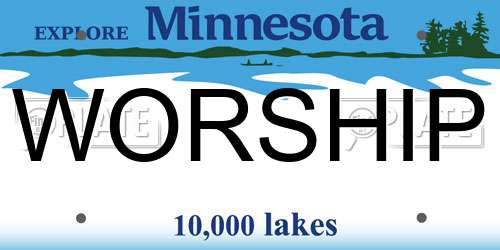 WORSHIP Minnesota License Plate
