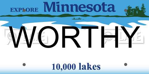 WORTHY Minnesota License Plate