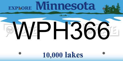 WPH366 Minnesota License Plate