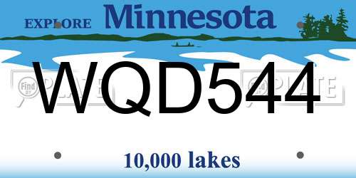 WQD544 Minnesota License Plate