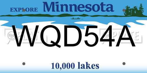 WQD54A Minnesota License Plate