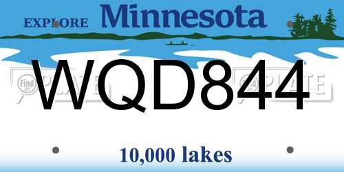 WQD844 Minnesota License Plate