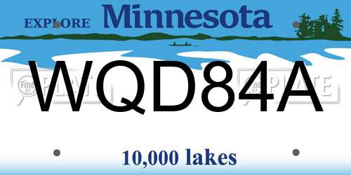WQD84A Minnesota License Plate