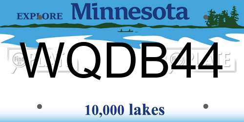 WQDB44 Minnesota License Plate