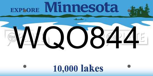 WQO844 Minnesota License Plate