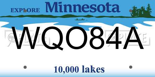 WQO84A Minnesota License Plate