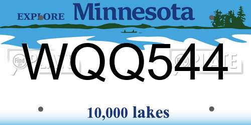 WQQ544 Minnesota License Plate