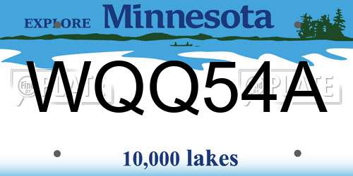 WQQ54A Minnesota License Plate