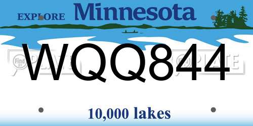 WQQ844 Minnesota License Plate
