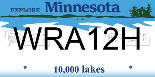 WRA12H Minnesota License Plate