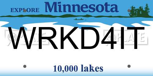 WRKD4IT Minnesota License Plate