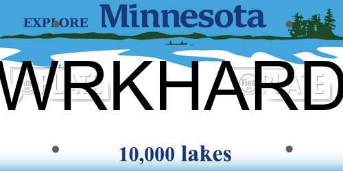 WRKHARD Minnesota License Plate