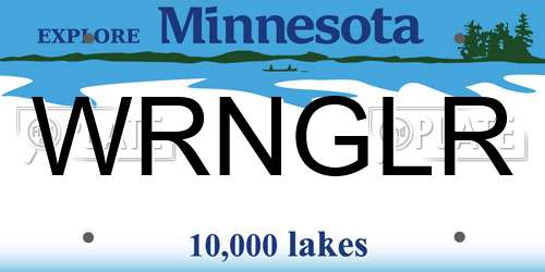 WRNGLR Minnesota License Plate