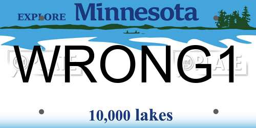 WRONG1 Minnesota License Plate