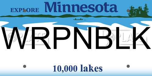 WRPNBLK Minnesota License Plate