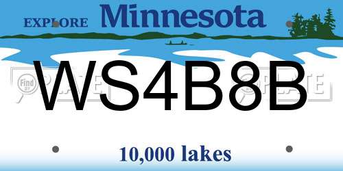 WS4B8B Minnesota License Plate
