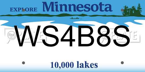 WS4B8S Minnesota License Plate