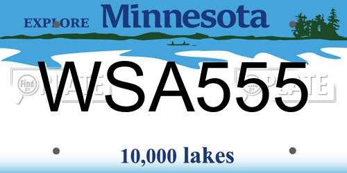 WSA555 Minnesota License Plate