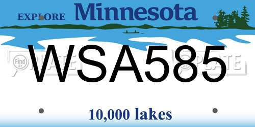 WSA585 Minnesota License Plate