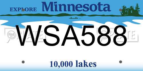 WSA588 Minnesota License Plate