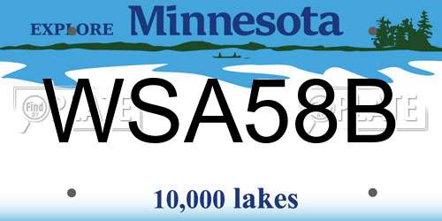 WSA58B Minnesota License Plate