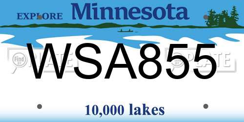 WSA855 Minnesota License Plate