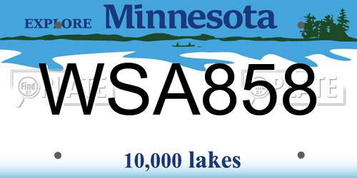 WSA858 Minnesota License Plate