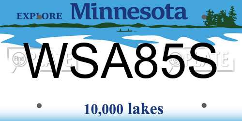 WSA85S Minnesota License Plate