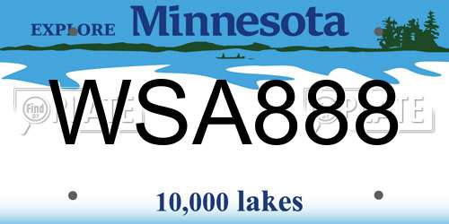 WSA888 Minnesota License Plate